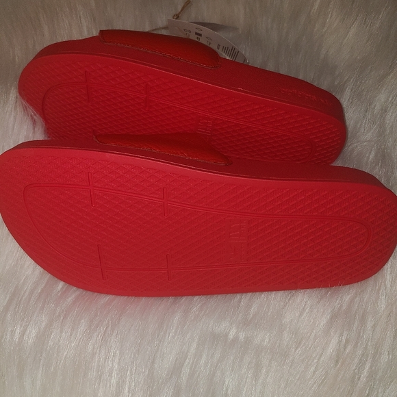 Adidas x Ivy Park Red Leather Slide M6 W7 - Picture 8 of 9